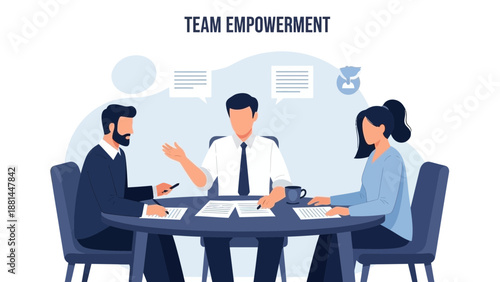 Team Empowerment: Colleagues Collaborating in Meeting, Business Discussion