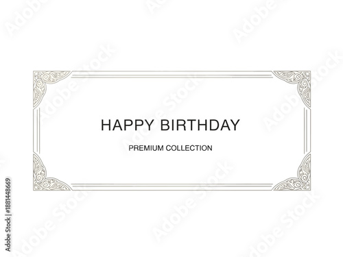 Happy Birthday Premium Collection Greeting Card with Ornate Corner Flourishes