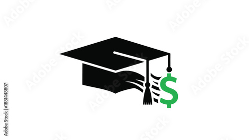 Graduation cap and dollar sign symbolizing education cost and financial aid