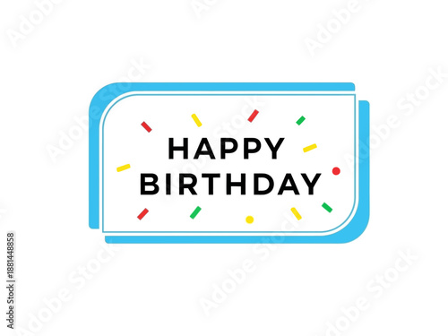 Happy Birthday card with colorful confetti and border