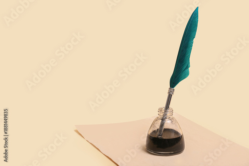 Old paper sheet with nib pe...