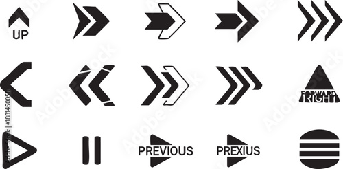 Vector Arrow Icons Collection for UI and Web Design,Direction and Navigation Symbols,Arrow Symbols Pack for Interface Design,Left Right Up Down Arrows