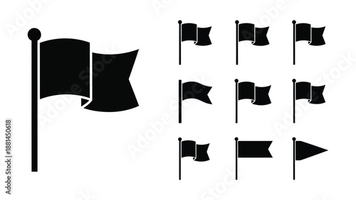 A collection of black flag icons is displayed on a white background.