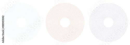 colorful line concentric ripple circles set. Sonar or sound wave rings collection. Circle with halftone line elements, sound wave. Sonar or sound wave rings collection. 