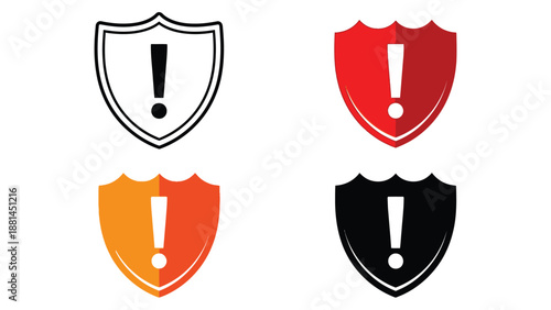 Four shields with exclamation marks indicating warnings or alerts.