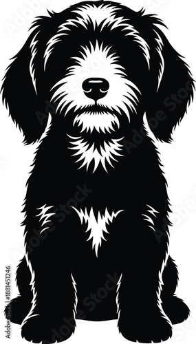 Cute Puppy Sitting Silhouette Vector