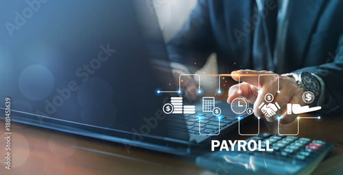 Payroll Management and Salary Accounting with Calculator and Digital Finance Icons