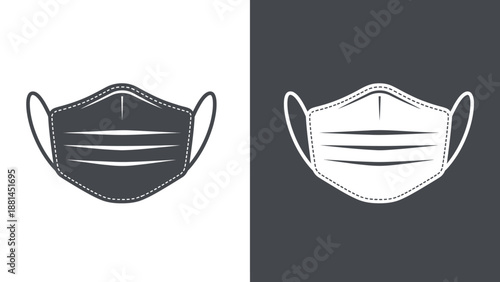 A medical face mask is shown in two contrasting color schemes for comparison.