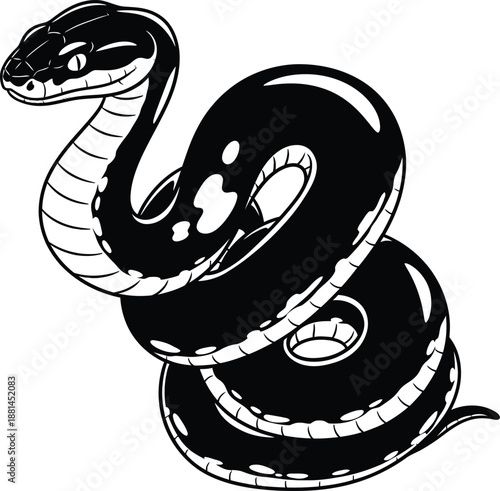 Cobra Snake Coiled Silhouette Vector