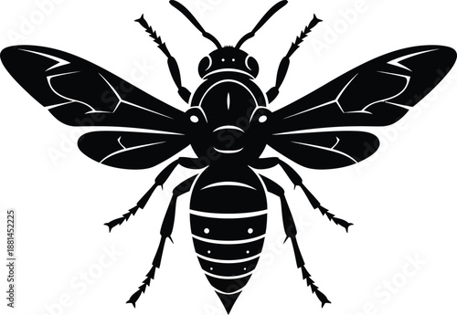 Bee Front View Silhouette Vector