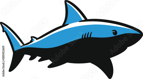 Blue Shark Cartoon Vector