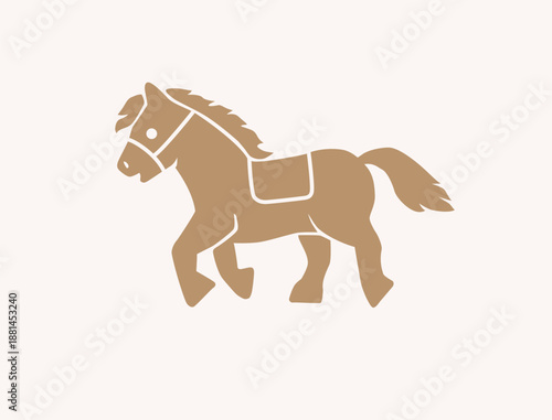 side view silhouette of cute horse, pony walking