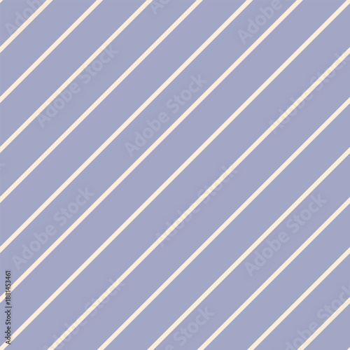 Cream diagonal stripe seamless pattern with lavender gray background. Minimal geometric vector suitable for branding, packaging, textile, wallpaper, and surface design projects.