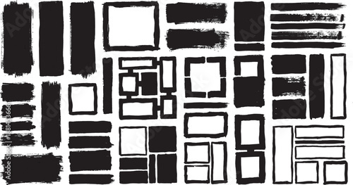 A collection of variously shaped and sized black and white rectangles