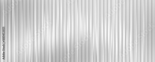 Corrugated polycarbonate plastic wall. Glass pattern background abstract gradient line 3D effect with ribbed silver texture. Luxury modern overlay for architecture, bathroom, office, cosmetic podium.