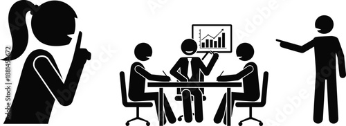 Please do not disturb business meeting silence concept office discussion presentation teamwork privacy interruption illustration