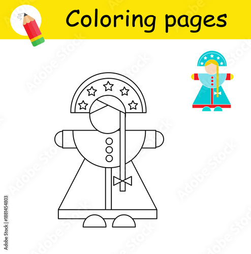 Coloring book. Illustration for children education. Cartoon snow maiden.