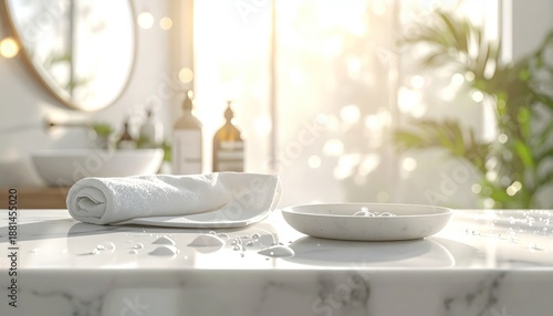 Bright Bathroom Serenity - Cleanliness and Calm in a Spa-like Setting.