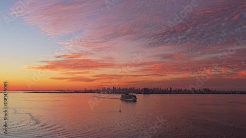 cruise ship voyage from miami. Cruise in summer vacation. Cruise liner . Cruise ship tour and travel at sea. Ship leaving Miami beach port.