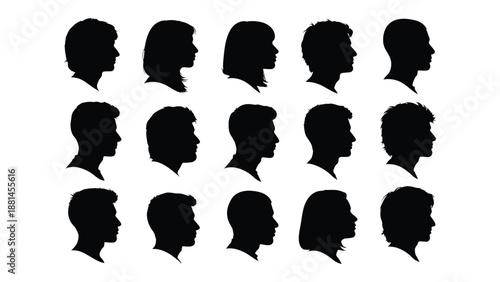 A grid of diverse human profiles in silhouette.