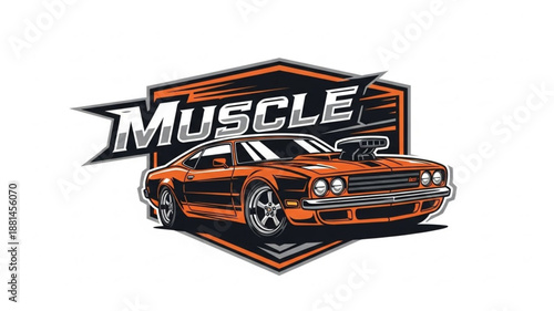 Classic Muscle Car Illustration with Bold Text.
