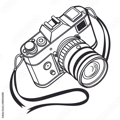 Professional DSLR Camera Photography Icon on White Background