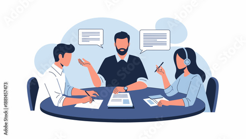 Team Meeting Discussion, Collaboration, Business Strategy, Brainstorming Session