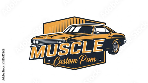 Vintage Muscle Car Emblem with Custom Text.