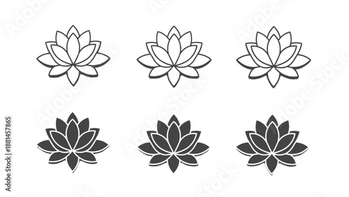 Six lotus flower icons are arranged in two rows of three.