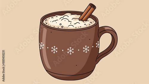 Cozy Winter Drink Illustration: Mug with Cinnamon