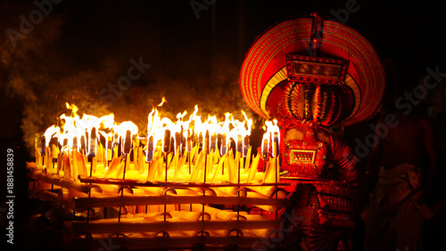 Wallpaper Mural Kathivanoor Veeran Theyyam performed during a traditional temple ritual in Kerala, India. This heroic folk deity represents bravery, justice, and protection of the people. Torontodigital.ca