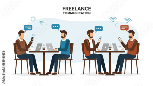 Freelance Communication: People Connecting Online in a Cafe