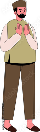 Muslim Praying Flat Illustration