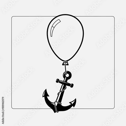 Black anchor pendant on a white background