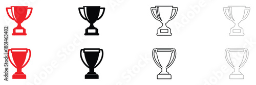 trophy champion cup icon vector, award winner cup symbol vector, silhouette and line art illustration