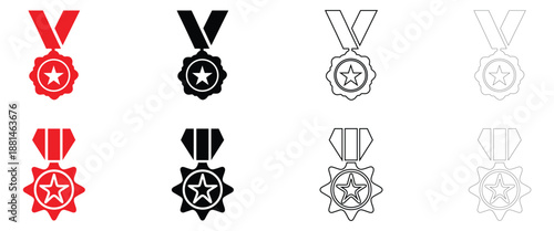award badge medal icon vector, award winner cup symbol vector, silhouette and line art illustration