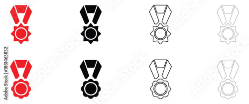 award badge medal icon vector, award winner cup symbol vector, silhouette and line art illustration