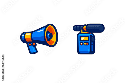 Loudhailer and portable audio recorder with microphone for sound recording and public announcement