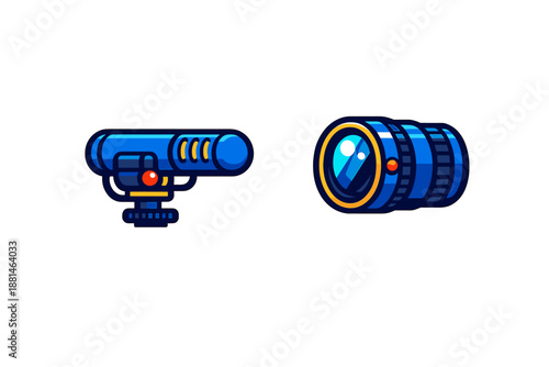 Professional camera lens and shotgun microphone for video production