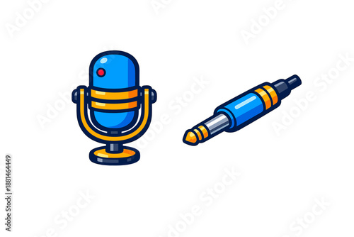 Retro style microphone and audio jack connector for podcasting and music production