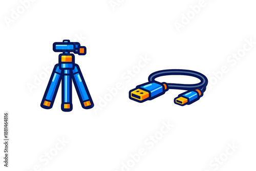 Portable mini tripod and universal USB cable for data transfer and charging