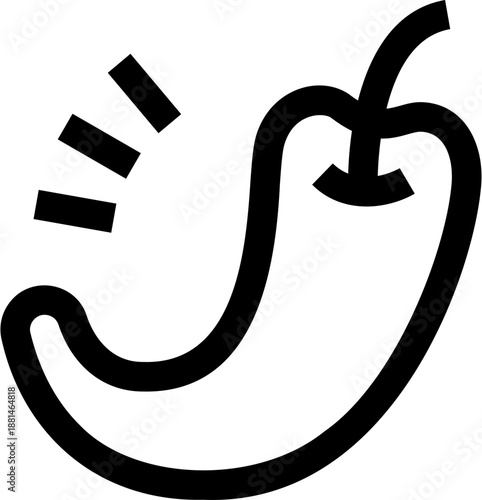 Spicy chili pepper line icon for gourmet-food-and-culinary-icons collections, bold minimalist outline for hot flavor branding and menu design

