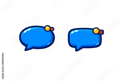Bright blue glossy speech bubbles for game user interface elements
