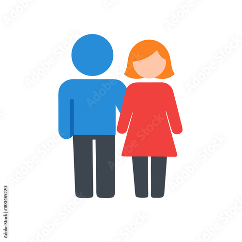 Man and Woman Standing Together, Simple Couple Relationship Icon