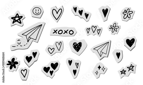A set of icons in the scrapbooking style