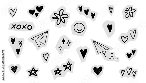 A set of icons in the scrapbooking style