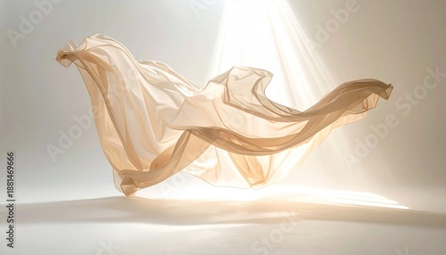 Ethereal Fabric Floating in Light - A Dance of Texture and Shadow.