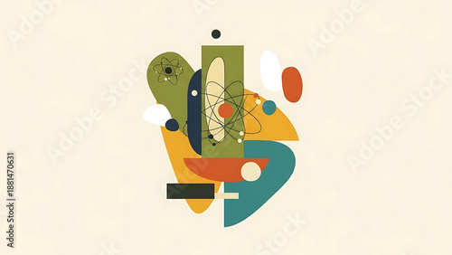Mid-Century Modern Abstract Background with Asymmetrical Design