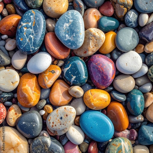 Colorful collection of smooth sea rocks