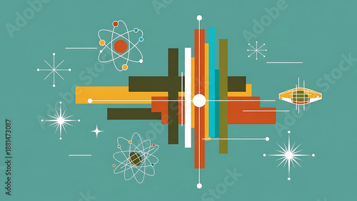 Atomic Age Modern Abstract Background with Retro Graphic Elements